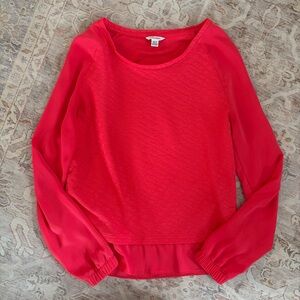 Calvin Klein Long Sleeve Coral • Cheetah Blouse